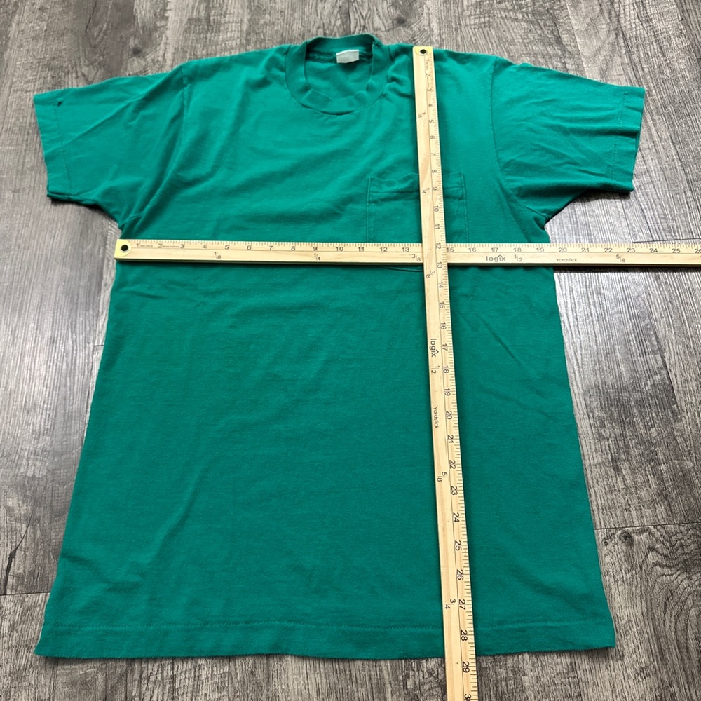 Vintage Green Blank Single Stitch Selvedge Pocket T Shirt - Picture 3 of 6